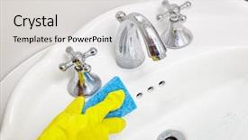  Presentation with air duct cleaning service - Colorful slide deck enhanced with sink cleaning backdrop and a light gray colored foreground