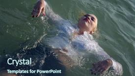  Presentation with swim - Amazing PPT theme having sink float - business woman swim backdrop and a  colored foreground