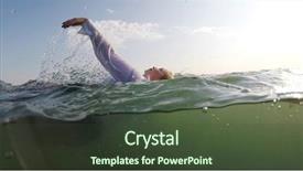  Presentation with woman in sea - Cool new PPT theme with sink float - business woman swim backdrop and a tawny brown colored foreground