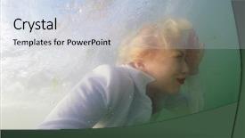  Presentation with swim - Beautiful PPT theme featuring sink float - businesswoman swim in the sea backdrop and a lemonade colored foreground