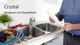  Presentation with drain - Presentation theme having sink pipes and drain plumbing background and a white colored foreground