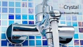  Presentation with water tap - Slide set with sink tap with running water background and a  colored foreground