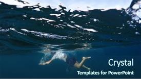 Presentation with swimming - Presentation consisting of sinking - young man in a white background and a ocean colored foreground