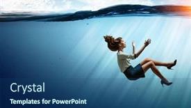  Presentation with media - Presentation theme featuring sinking-in-problems-mixed-media background and a ocean colored foreground