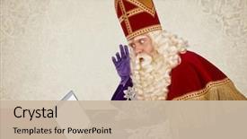  Presentation with dutch sinterklaas - Colorful PPT theme enhanced with sinterklaas looking on notebook vintage backdrop and a soft green colored foreground