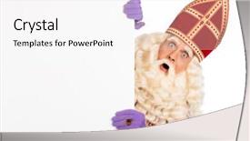  Presentation with dutch sinterklaas - Slides featuring young man standing on a black background looking down in a mysterious pose background and a dark gray colored foreground