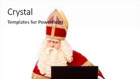  Presentation with dutch sinterklaas - PPT theme having sinterklaas with laptop isolated on white background dutch character of santa claus background and a white colored foreground