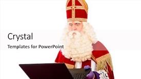  Presentation with dutch sinterklaas - Beautiful slide deck featuring sinterklaas with laptop isolated on white background dutch character of santa claus backdrop and a sky blue colored foreground