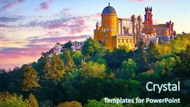  Presentation with green morning - PPT theme consisting of sintra near lisbon portugal picturesque background and a forest green colored foreground