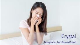  Presentation with belt bed - Presentation design with sinus - woman sneeze on bed background and a  colored foreground