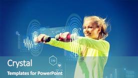  Presentation with woman sport - Slide set having sinusoid - sport and lifestyle - young background and a teal colored foreground