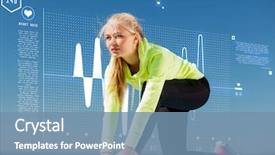  Presentation with woman sport - Slide deck having sinusoid - sport and lifestyle concept background and a  colored foreground