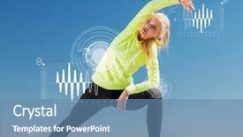  Presentation with woman sport - PPT theme having sinusoid - sport and lifestyle concept background and a teal colored foreground