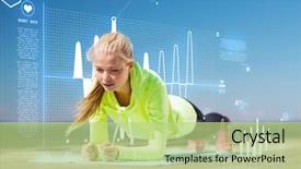  Presentation with woman sport - Amazing slides having sinusoid - sport and lifestyle concept backdrop and a mint green colored foreground