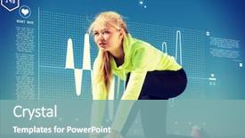  Presentation with woman sport - Amazing presentation theme having sinusoid - sport and lifestyle concept backdrop and a  colored foreground