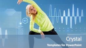  Presentation with woman sport - Slide deck with sinusoid - sport and lifestyle concept background and a  colored foreground