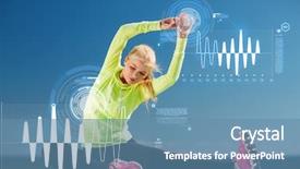  Presentation with woman sport - Audience pleasing slide set consisting of sinusoid - sport and lifestyle concept backdrop and a  colored foreground