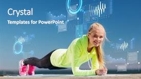  Presentation with woman sport - Colorful presentation enhanced with sinusoid - sport and lifestyle concept backdrop and a teal colored foreground