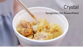  Presentation with hong kong - Slide deck consisting of siomai - hong kong street food shu background and a  colored foreground