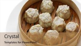  Presentation with bamboo - Cool new PPT theme with siomai - shumai dumplings in a bamboo backdrop and a coral colored foreground