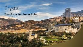  Presentation with switzerland - Amazing theme having sion-switzerland-valere-castle backdrop and a teal colored foreground