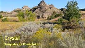  Presentation with birds formations - Beautiful PPT theme featuring sioux - makoshika state park badlands formations backdrop and a  colored foreground