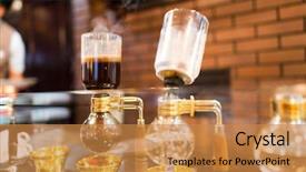  Presentation with piano coffee - Slide set consisting of siphon vacuum coffee maker background and a gold colored foreground