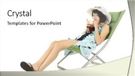  Presentation with teen girl tech - Audience pleasing PPT theme consisting of sipping a glass of ice backdrop and a white colored foreground