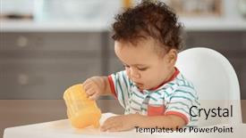  Presentation with water cup - Slide set with sippy cup - cute baby with bottle background and a coral colored foreground