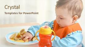  Presentation with cute baby - Audience pleasing slide deck consisting of sippy cup - cute little baby eating sliced backdrop and a cream colored foreground