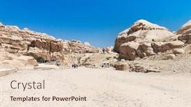  Presentation with petra - Presentation theme with siq the narrow slot-canyon that serves as the entrance passage to the hidden city of petra jordan background and a lemonade colored foreground