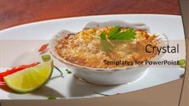 Presentation with crab and shells - Cool new PPT theme with siri crab meal gratin appetizer backdrop and a gold colored foreground