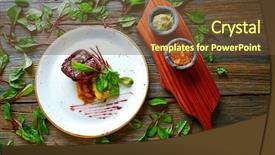  Presentation with veal - Slide set featuring sirloin mashed potatoes red swish background and a tawny brown colored foreground