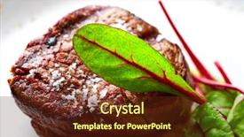  Presentation with veal - Slide set enhanced with sirloin mashed potatoes red swish background and a tawny brown colored foreground