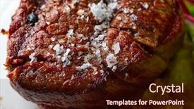  Presentation with grilled meats - Colorful slide set enhanced with sirloin mashed potatoes red swish backdrop and a wine colored foreground