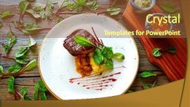  Presentation with veal - Audience pleasing slide deck consisting of sirloin mashed potatoes red swish backdrop and a tawny brown colored foreground