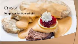  Presentation with soya sauce - Slide deck having sirloin-sauce-with-dumplings background and a lemonade colored foreground