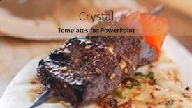  Presentation with steak - Cool new presentation theme with sirloin-steak-mini-kabobs backdrop and a  colored foreground