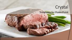  Presentation with beans - Audience pleasing theme consisting of sirloin steak with green beans backdrop and a light gray colored foreground