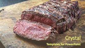  Presentation with steak - Slide set with sirloin steak background and a tawny brown colored foreground
