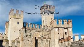  Presentation with castle - Slide set having sirmione-castle-lake-garda-lombardy background and a teal colored foreground