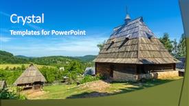  Presentation with old house - Audience pleasing PPT layouts consisting of sirogojno in zlatibor surroundings serbia backdrop and a teal colored foreground