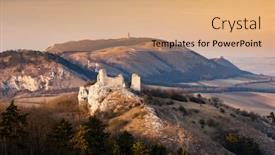  Presentation with czech republic - Presentation design with sirotci-hradek-ruins-and-devicky background and a coral colored foreground