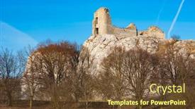  Presentation with czech republic - Slide set enhanced with sirotci-hradek-ruins-on-palava background and a tawny brown colored foreground