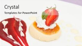  Presentation with dessert kuih ondeh ondeh - Presentation design featuring sirupi - italian panna cotta dessert background and a white colored foreground