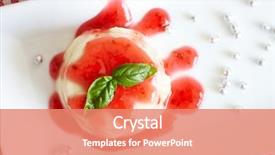  Presentation with gourmet sweet dessert bakery food - Colorful presentation enhanced with sirupi - panna cotta italian dessert made backdrop and a coral colored foreground