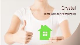  Presentation with couples holding hands - Presentation theme featuring sistem save energy - woman hands holding green house background and a lemonade colored foreground