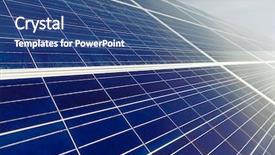  Presentation with solar panel - Presentation featuring sistem saving electrical energy - blue solar panel background and a ocean colored foreground