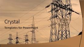  Presentation with high voltage - Presentation featuring sistem saving electrical energy - many high voltage electric lines background and a coral colored foreground