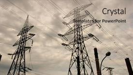  Presentation with stormy sky and dark clouds - Audience pleasing theme consisting of sistem saving electrical energy - silhouettes of electric pillars backdrop and a mint green colored foreground